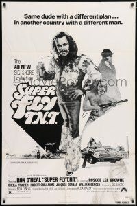 6t776 SUPER FLY T.N.T. b/w style 1sh '73 great artwork of Ron O'Neal holding dynamite by Craig!