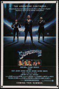 6t779 SUPERMAN II teaser 1sh '81 Christopher Reeve, Terence Stamp, battle over New York City!