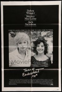 6t796 TERMS OF ENDEARMENT 1sh '83 great close up of Shirley MacLaine & Debra Winger!