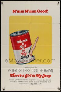 6t798 THERE'S A GIRL IN MY SOUP 1sh '71 art of Peter Sellers, sexy Goldie Hawn!
