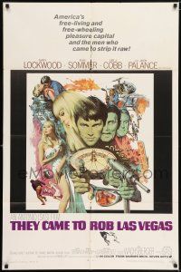 6t802 THEY CAME TO ROB LAS VEGAS 1sh '68 Gary Lockwood, cool McCarthy art including roulette wheel