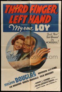 6t805 THIRD FINGER LEFT HAND style C 1sh '40 great images of newlyweds Myrna Loy & Melvyn Douglas!