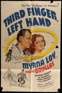 6t806 THIRD FINGER LEFT HAND style D 1sh '40 great images of newlyweds Myrna Loy & Melvyn Douglas!