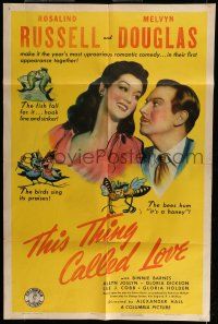 6t810 THIS THING CALLED LOVE style B 1sh '41 great image of Rosalind Russell & Melvyn Douglas!