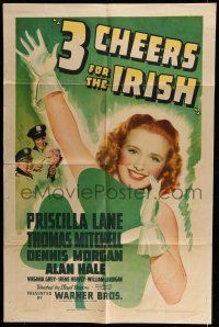 6t813 THREE CHEERS FOR THE IRISH 1sh '40 Thomas Mitchell, pretty Priscilla Lane wearing a clover!