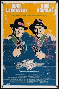 6t843 TOUGH GUYS 1sh '86 great artwork of partners in crime Burt Lancaster & Kirk Douglas!