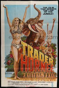 6t845 TRADER HORNEE 1sh '70 the film that breaks the law of the jungle, sexiest artwork!