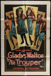6t856 TROUPER 1sh '22 stone litho montage of Gladys Walton dressing in vaudeville costumes!