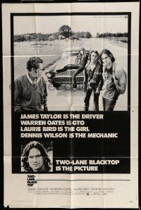6t870 TWO-LANE BLACKTOP 1sh '71 James Taylor is the driver, Warren Oates is GTO, Laurie Bird