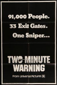 6t867 TWO MINUTE WARNING teaser 1sh '76 by BOTH Charlton Heston AND Jack Klugman, football!