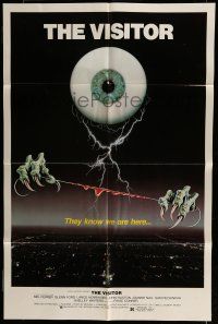 6t904 VISITOR 1sh '79 wild horror art of giant eyeball w/monster hands holding bloody wire!