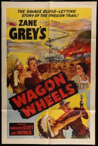 6t913 WAGON WHEELS 1sh R51 Zane Grey's savage blood-letting story of the Oregon Trail!