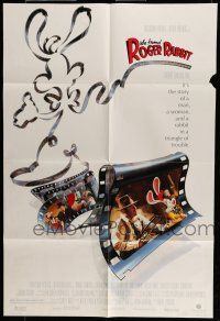 6t939 WHO FRAMED ROGER RABBIT 1sh '88 Robert Zemeckis, cool cartoon/live action image!