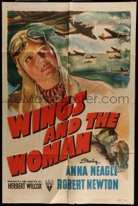 6t958 WINGS & THE WOMAN style A 1sh '42 Anna Neagle playing Amy Johnson, famous female aviator!