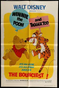 6t960 WINNIE THE POOH & TIGGER TOO 1sh '74 Walt Disney, characters created by A.A. Milne!