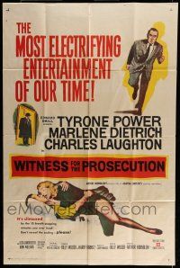 6t965 WITNESS FOR THE PROSECUTION 1sh '58 Billy Wilder, Tyrone Power, Marlene Dietrich!