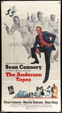 6w420 ANDERSON TAPES 3sh '71 artwork of Sean Connery & gang of masked robbers, Sidney Lumet