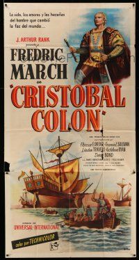 6w456 CHRISTOPHER COLUMBUS Spanish/U.S. 3sh '49 art of Fredric March as Cristobal Colon & ships at sea!