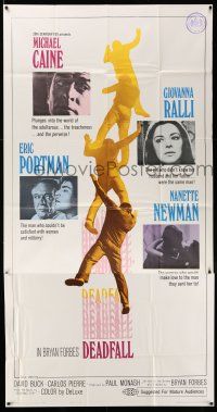 6w478 DEADFALL 3sh '68 Michael Caine, Giovanna Ralli, directed by Bryan Forbes, cool image!