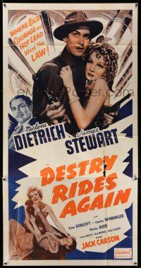 6w483 DESTRY RIDES AGAIN 3sh R50 James Stewart & sexy Marlene Dietrich + catfighting scene!