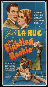 6w497 FIGHTING ROOKIE 3sh '34 Jack La Rue in a dynamic whirling drama of love & duty, stone litho!
