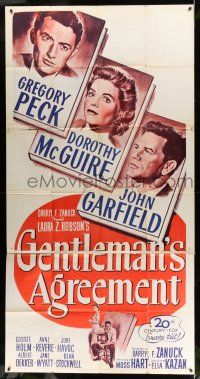 6w509 GENTLEMAN'S AGREEMENT 3sh R53 Elia Kazan, Gregory Peck, Dorothy McGuire, John Garfield