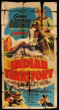 6w547 INDIAN TERRITORY 3sh '50 cool huge image of Gene Autry & Champion the Wonder Horse!