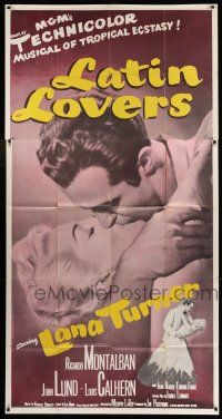 6w562 LATIN LOVERS 3sh '53 best huge kiss close up of Lana Turner & Ricardo Montalban!