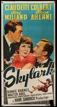 6w644 SKYLARK style A 3sh '41 Claudette Colbert, Ray Milland, Aherne, written by Samson Raphaelson!