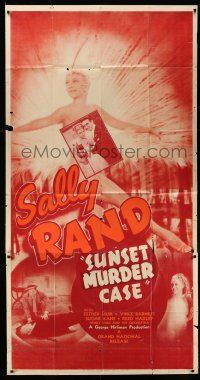 6w655 SUNSET MURDER CASE 3sh '38 sexy fan dancer Sally Rand on stage, strategically covered!
