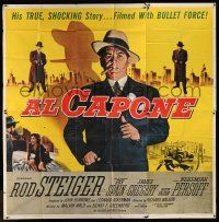 6w124 AL CAPONE 6sh '59 Reynold Brown art of Rod Steiger as the most notorious gangster in history!