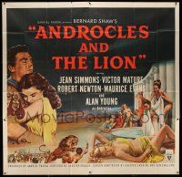 6w126 ANDROCLES & THE LION 6sh '52 art of Victor Mature holding Jean Simmons + sexy bathing girls!