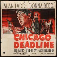 6w140 CHICAGO DEADLINE 6sh '49 cool art of Alan Ladd with gun & bad girl Donna Reed, film noir!