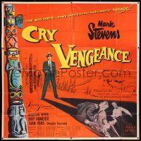6w143 CRY VENGEANCE 6sh '55 Mark Stevens, film noir, Alaska adventure, cool totem pole art!