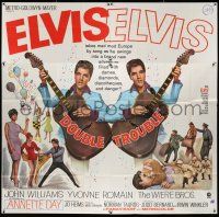 6w148 DOUBLE TROUBLE 6sh '67 cool mirror image of rockin' Elvis Presley playing guitar!