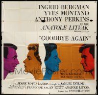 6w161 GOODBYE AGAIN 6sh '61 art of Ingrid Bergman between Yves Montand & Anthony Perkins!