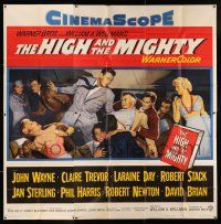 6w166 HIGH & THE MIGHTY 6sh '54 art of co-pilot John Wayne, fighting on airplane, ultra rare!