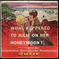 6w173 JULIE 6sh '56 what happened to Doris Day on her honeymoon with Louis Jourdan, rare & cool!