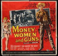 6w190 MONEY, WOMEN & GUNS 6sh '58 cowboy Jock Mahoney w/revolver, cool poker gambling image!