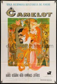 6w270 CAMELOT Argentinean '67 Richard Harris as King Arthur, Redgrave as Guenevere, Bob Peak art!