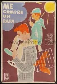 6w280 DIMKA Argentinean '64 Ya Kupil Papu, cool art of boy on father's back with squirrel cage!