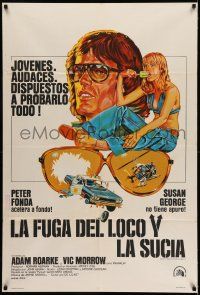 6w281 DIRTY MARY CRAZY LARRY Argentinean '74 art of Peter Fonda & Susan George sucking on popsicle!