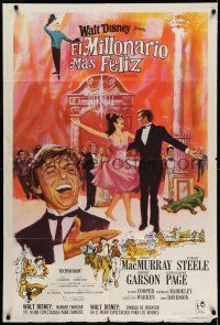 6w309 HAPPIEST MILLIONAIRE Argentinean '67 Disney, great art of Tommy Steele laughing & dancing!