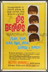 6w311 HARD DAY'S NIGHT Argentinean '64 great image of The Beatles, rock 'n' roll comedy classic!