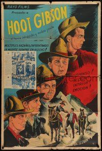 6w316 HOOT GIBSON Argentinean '30s great art of the silent & early talkies cowboy western star!