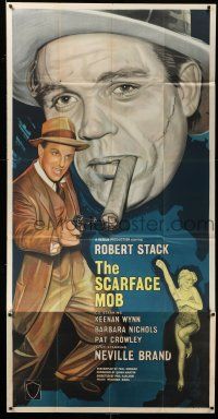 6w013 SCARFACE MOB English 3sh '62 Barbara Nichols, cool art of Robert Stack as Eliot Ness!