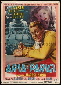 6w708 AIR OF PARIS Italian 1p '54 Marcel Carne, Cesselon art of Jean Gabin, Arletty & men boxing!