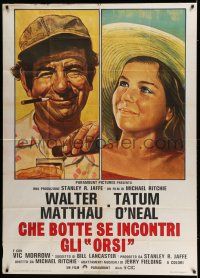 6w718 BAD NEWS BEARS Italian 1p '77 great different art of Walter Matthau & young Tatum O'Neal!