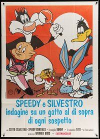 6w739 BUGS BUNNY, SPEEDY & SYLVESTER Italian 1p '70 Looney Tunes, Porky Pig & Daffy Duck too!