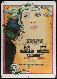 6w751 CHINATOWN Italian 1p '74 art of Jack Nicholson & Faye Dunaway by Jim Pearsall, Polanski